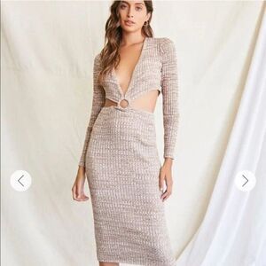 Forever 21 long sleeve open back dress- taupe